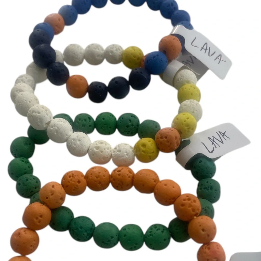 Lava gemstone bracelet,Available in Orange,Green,White,Navy blue multi colored - Picture 6 of 6